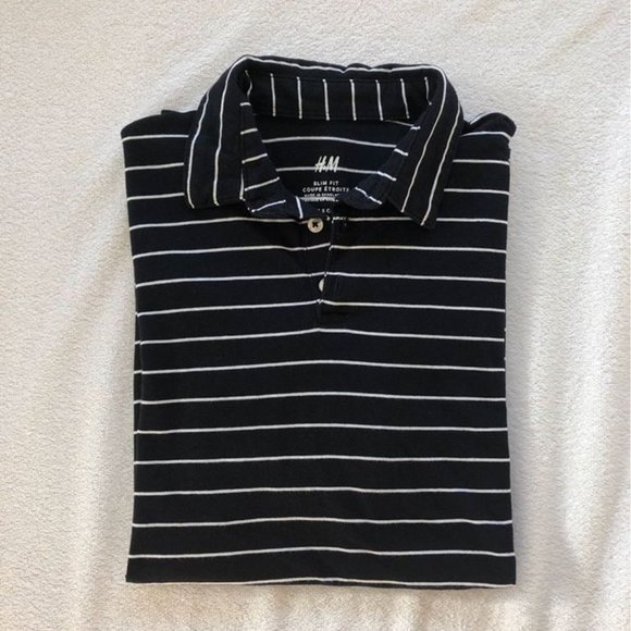 H&M Slim Fit Striped Polo Shirt - Picture 1 of 4